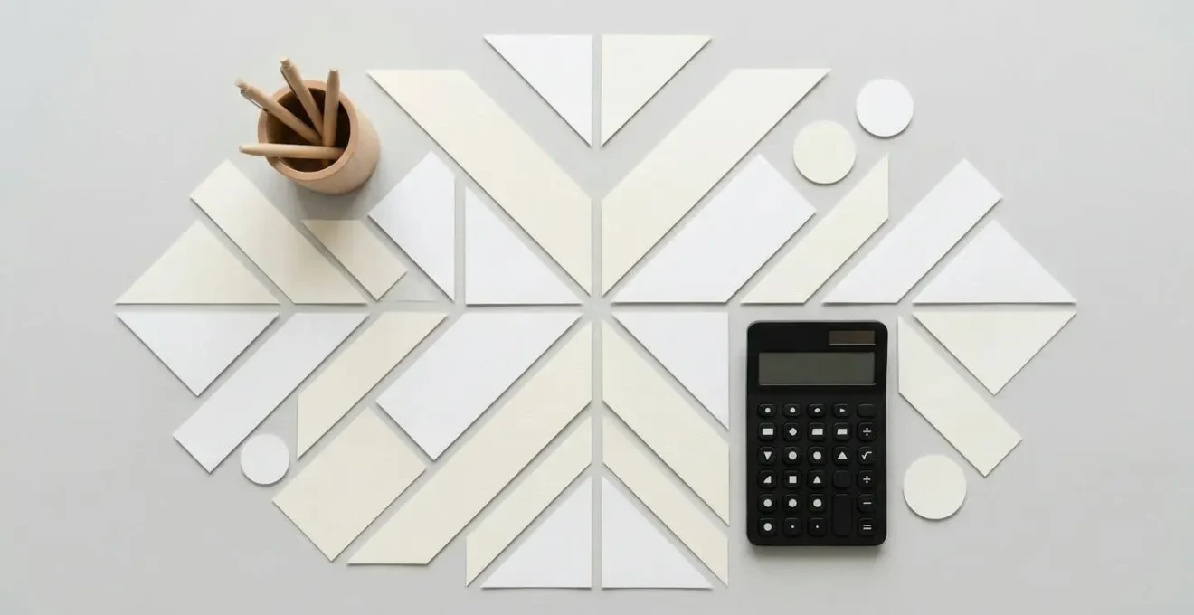 Vue aérienne minimaliste de documents financiers et calculatrice illustrant l'impact du malus