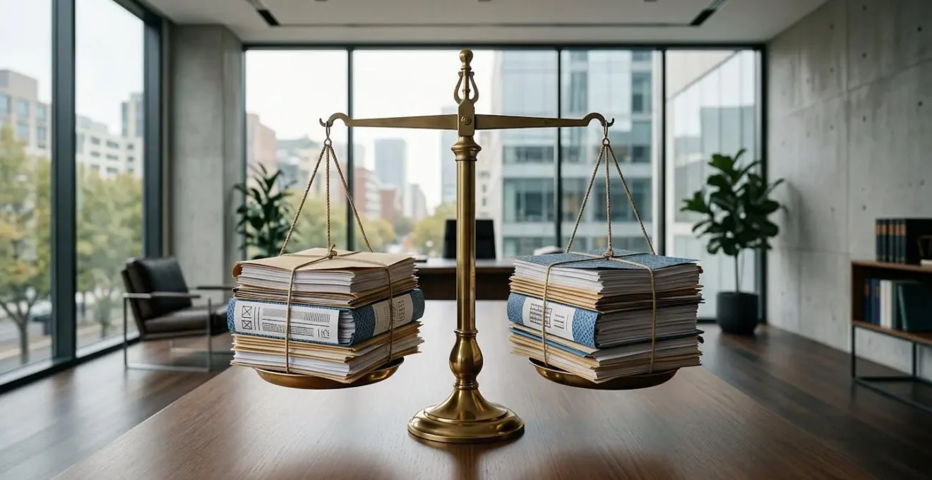 Balance de justice équilibrée avec documents d'assurance représentant exclusion et déchéance