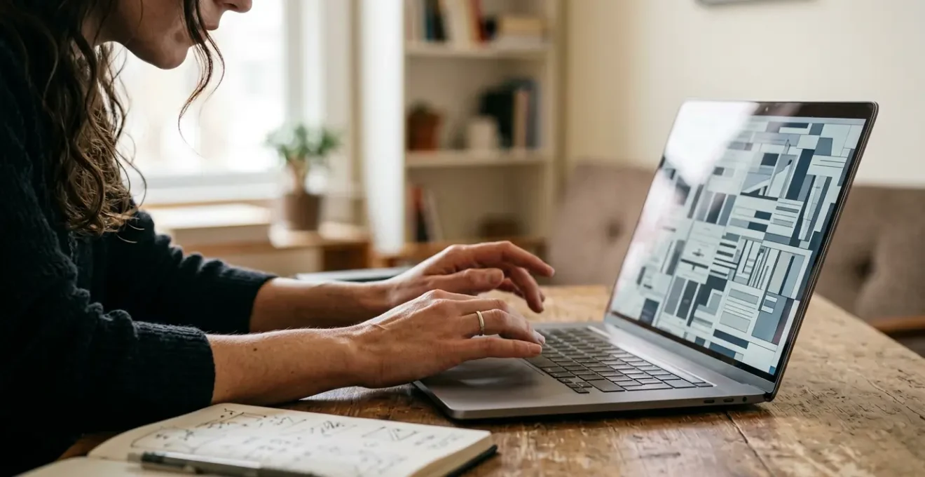 Personne devant ordinateur portable analysant attentivement un formulaire d'assurance en ligne