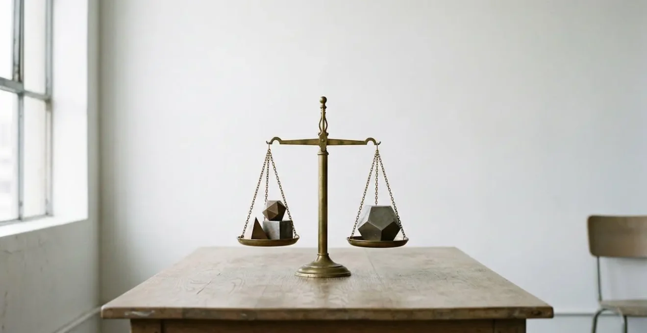 Balance symbolique avec différents poids représentant les niveaux de risque