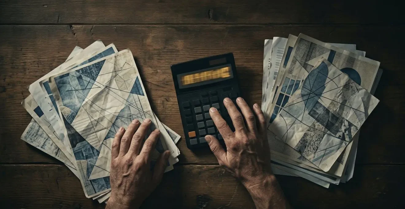 Personne consultant des documents d'assurance avec calculatrice sur table