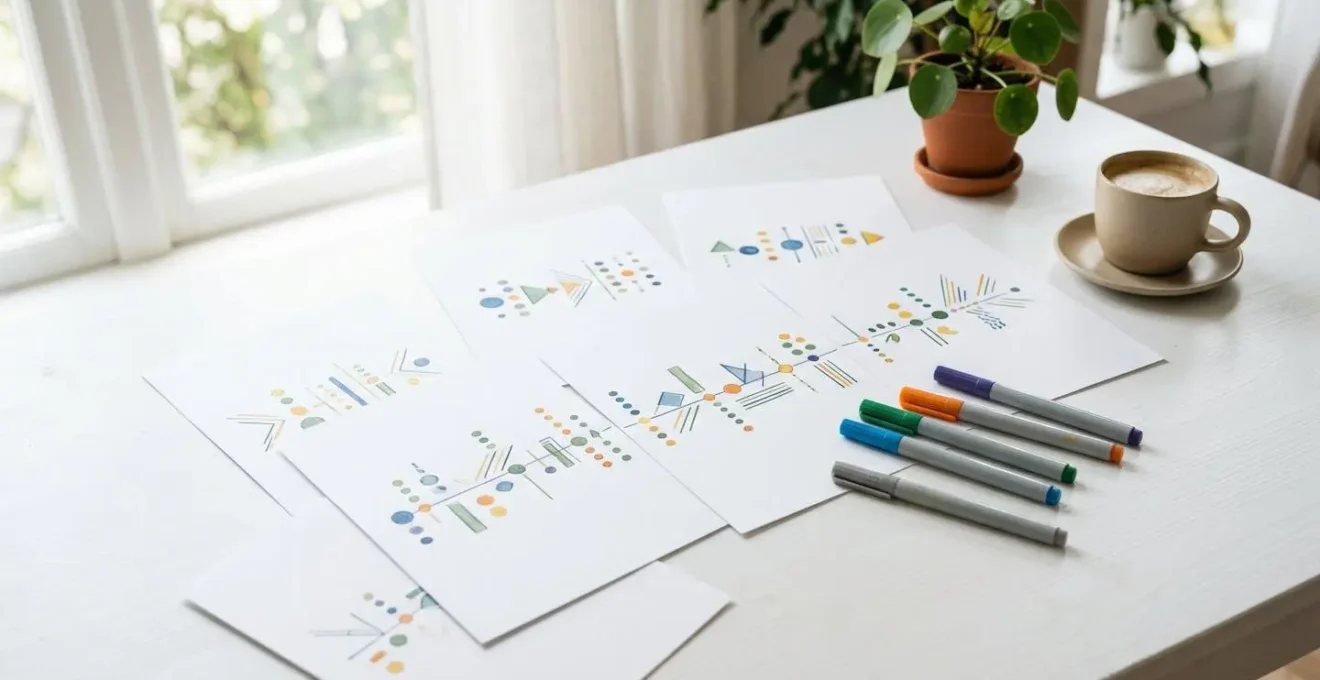 Pages de calendrier avec des marques colorées symbolisant une planification stratégique pour un changement d'assurance.
