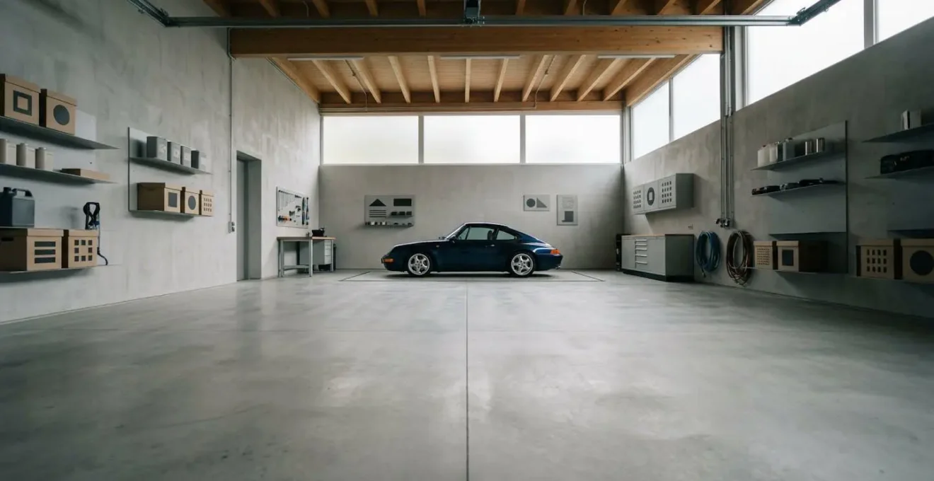 Une voiture bien entretenue dans un garage moderne, symbolisant la préservation de la valeur sur le marché de l'occasion.